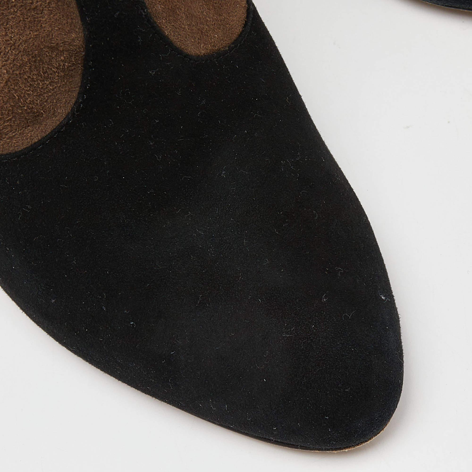 Moschino Brown/Schwarz Wildleder Schnalle Detail Plattform Stiefelette Größe 39.5 im Angebot 3
