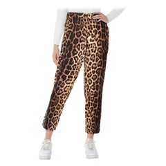 Moschino Brown Leopard Print Mid Rise Trousers Size L