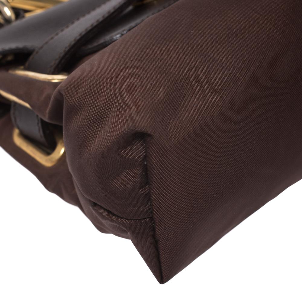 Moschino Brown Nylon and Leather Belt-Crossbody Bag 4