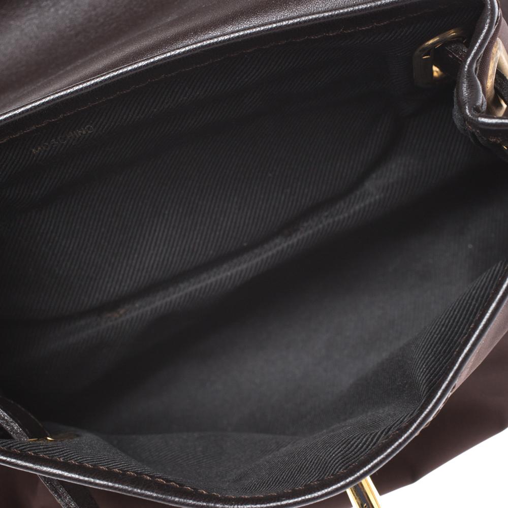 Women's Moschino Brown Nylon and Leather Belt-Crossbody Bag