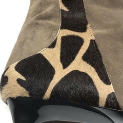 Moschino Brown Olive Suede Giraffe Boots