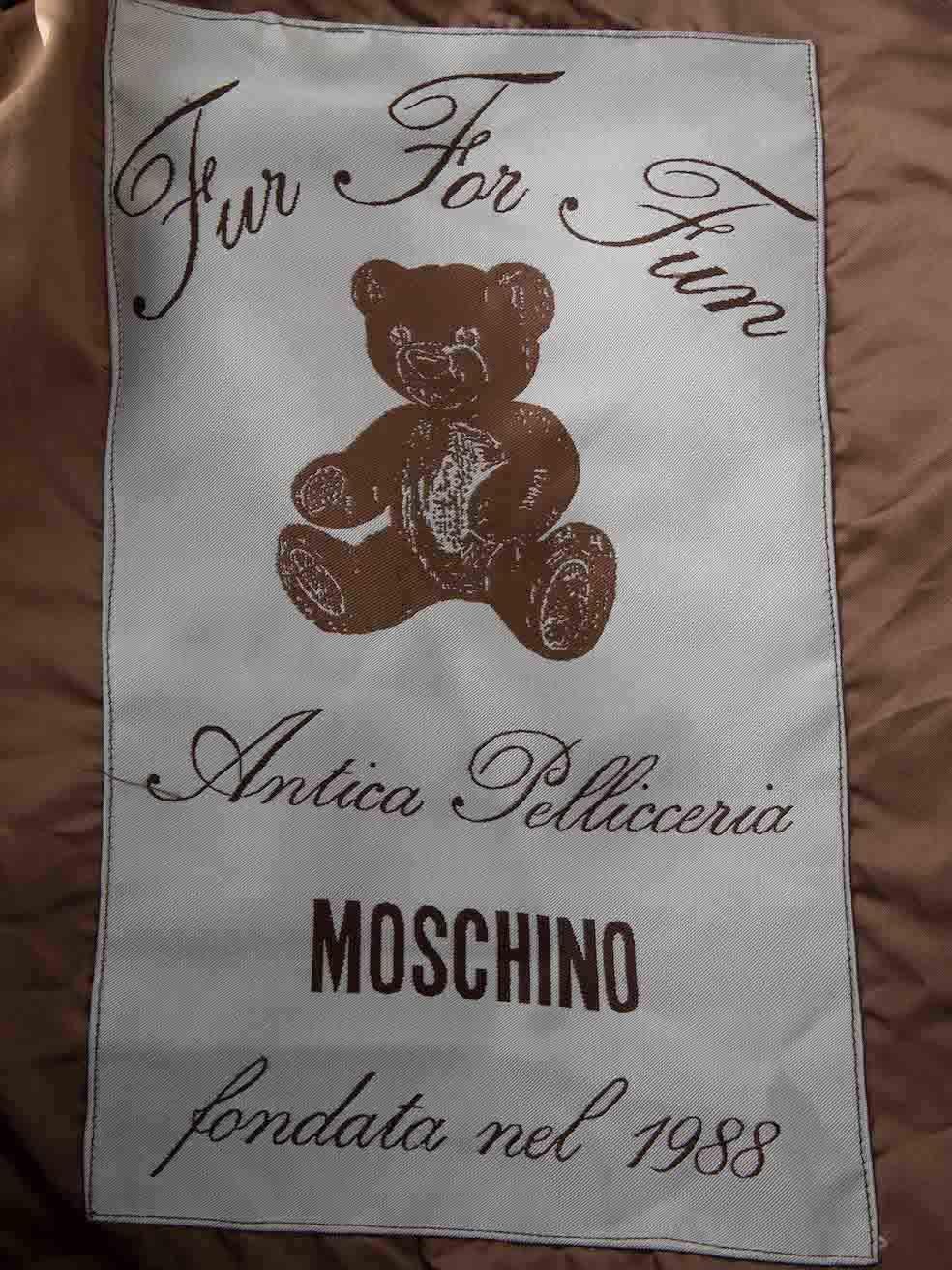 Moschino Brown Tiger Print Faux Fur Coat Size L 1