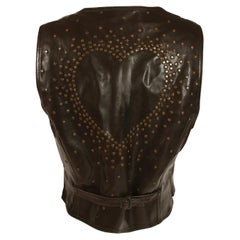 Moschino Brown Vinyl Vest w/Studded Brass Heart Motif