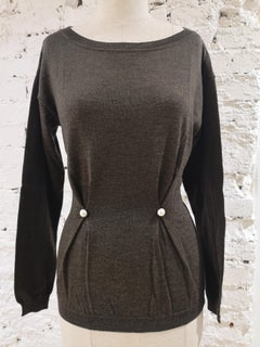 Moschino brown with white faux pearls sweater