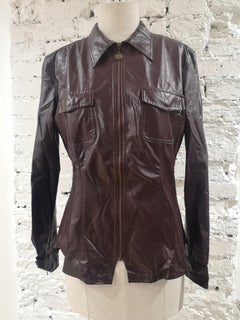 Moschino burgundy eco leather jacket