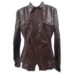 Vintage Moschino burgundy eco leather jacket