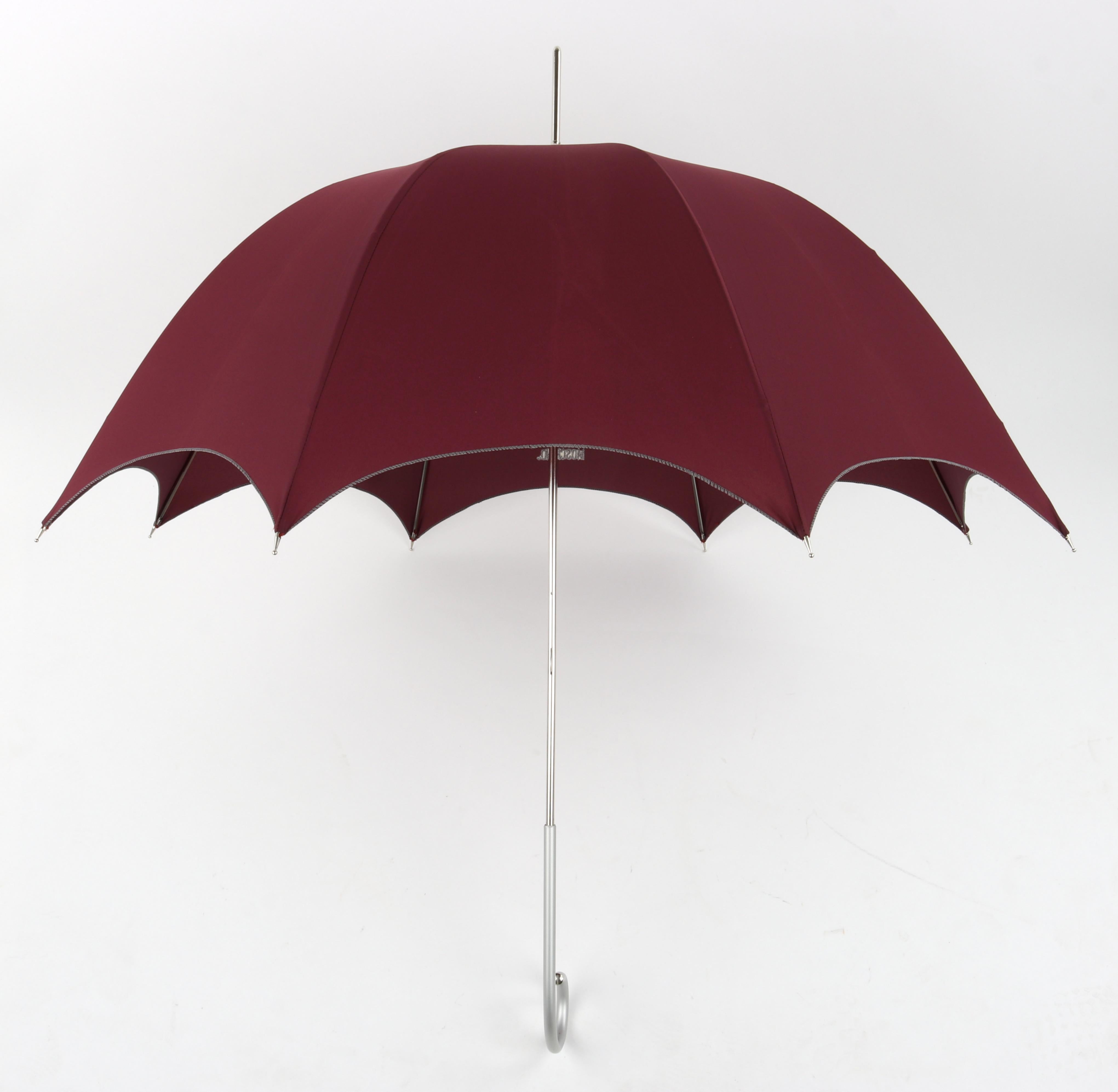 MOSCHINO by DROPS Custom Made Burgundy Hook Handle Bubble Dome Parasol Umbrella For Sale 5