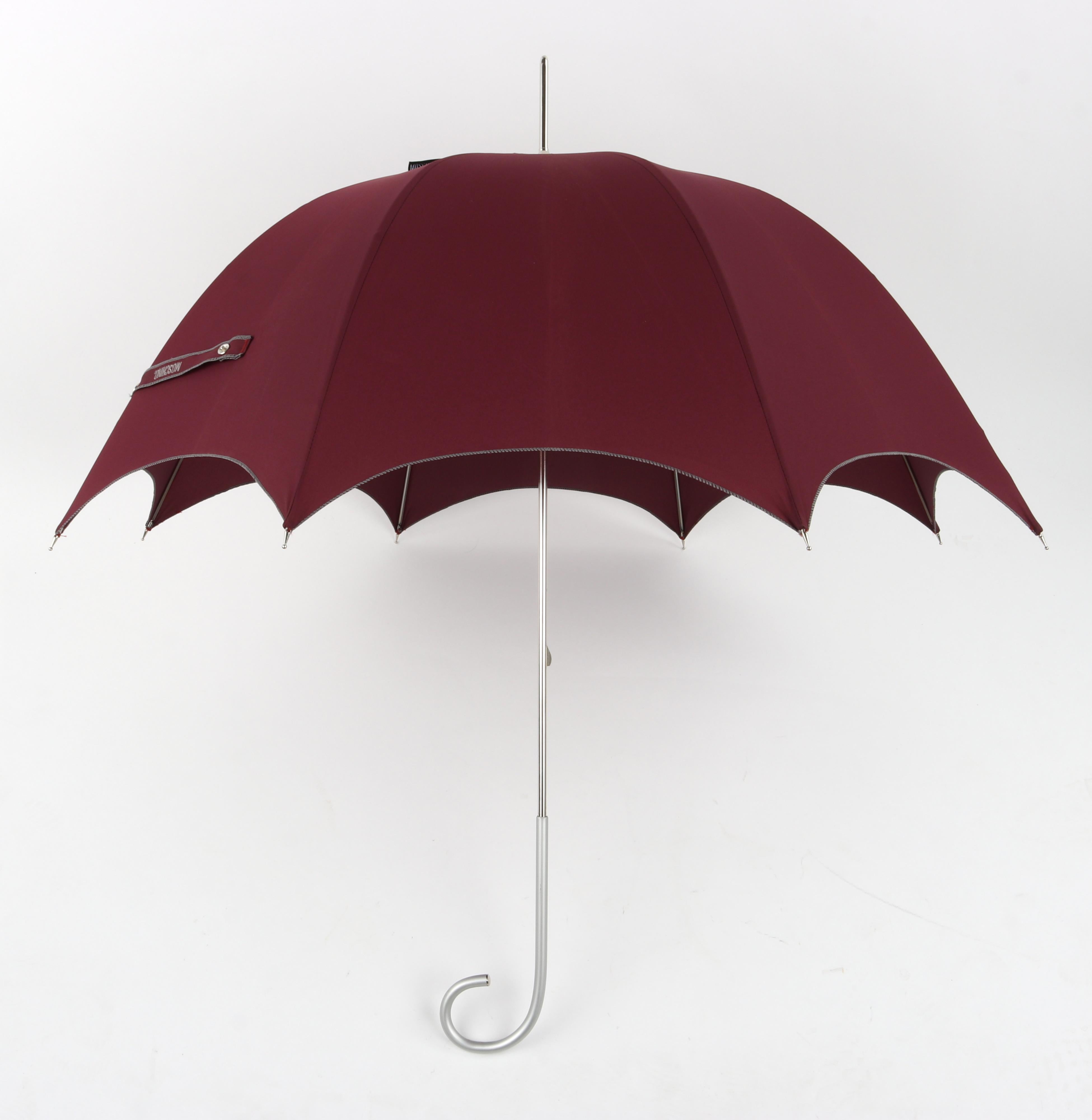 MOSCHINO by DROPS Custom Made Burgundy Hook Handle Bubble Dome Parasol Umbrella For Sale 6