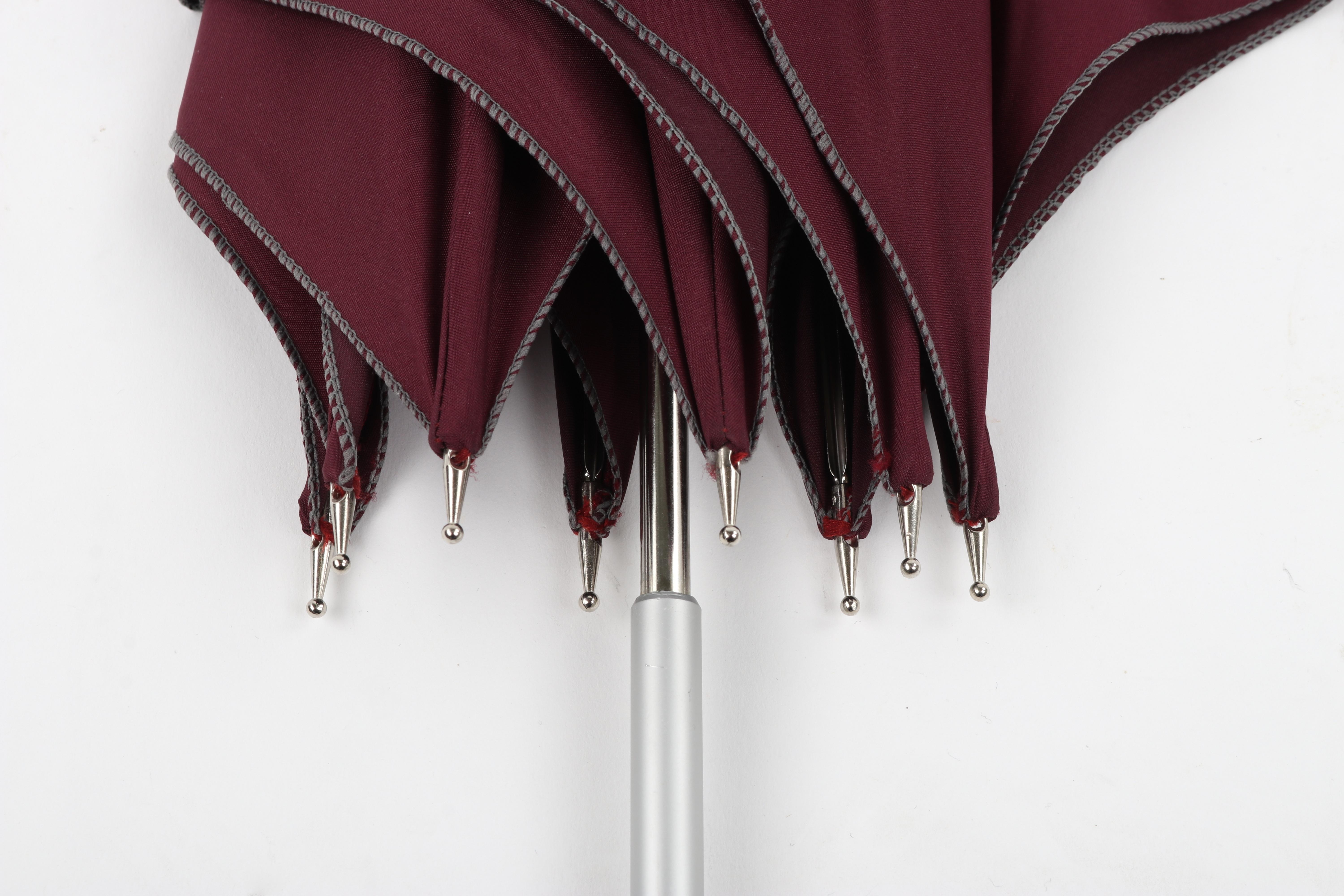 MOSCHINO by DROPS Custom Made Burgundy Hook Handle Bubble Dome Parasol Umbrella For Sale 11