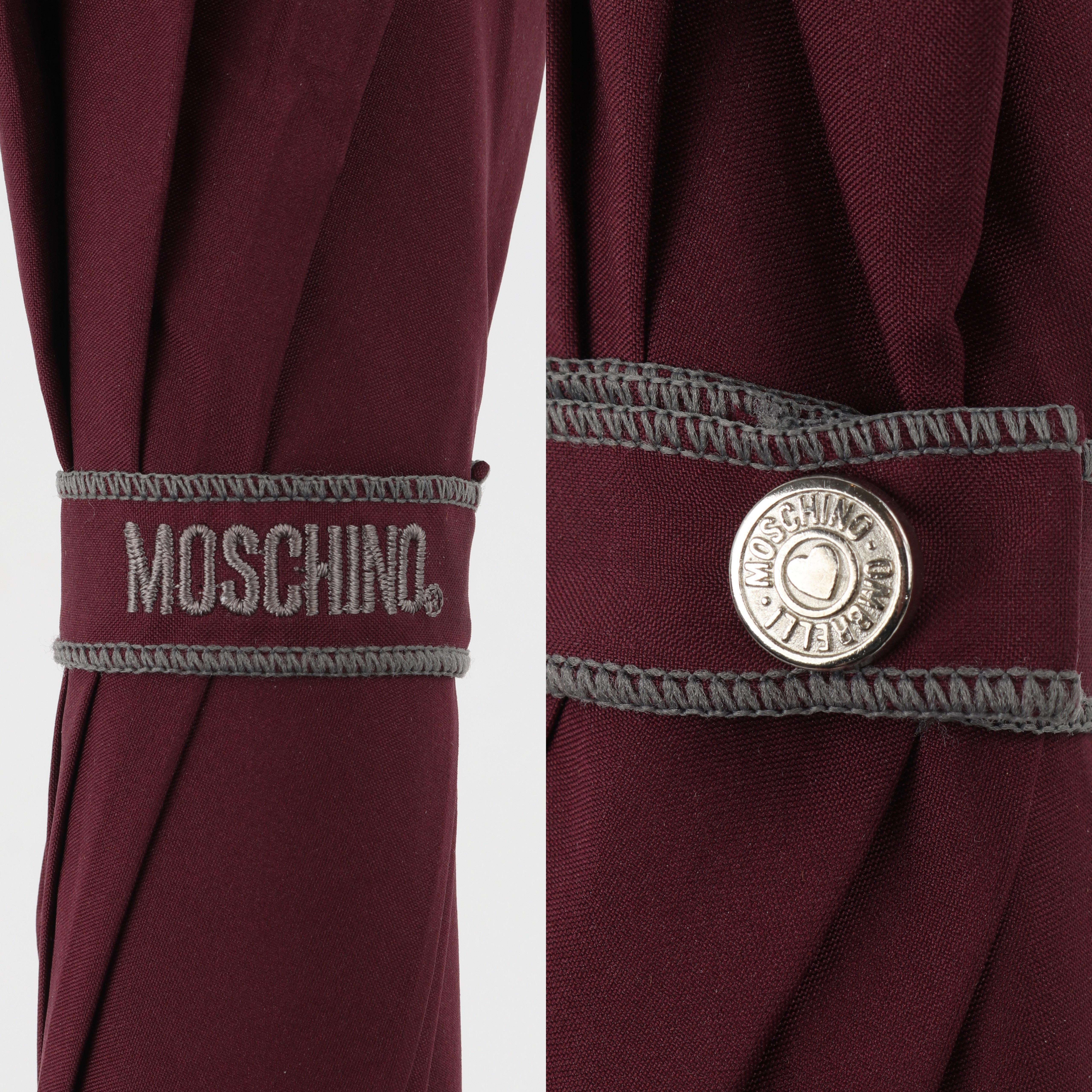 MOSCHINO by DROPS Custom Made Burgundy Hook Handle Bubble Dome Parasol Umbrella For Sale 12