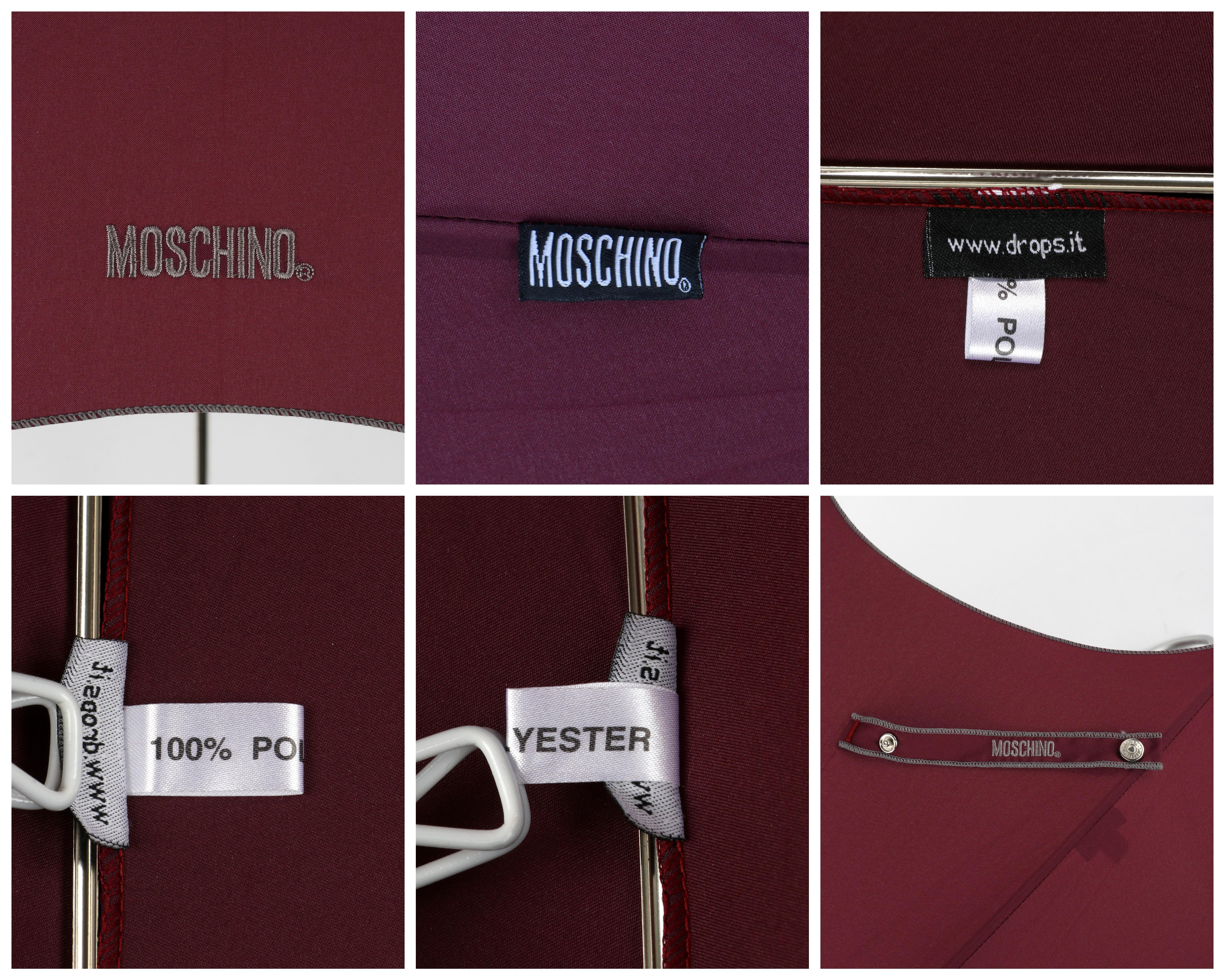 MOSCHINO by DROPS Custom Made Burgundy Hook Handle Bubble Dome Parasol Umbrella For Sale 13