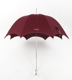 MOSCHINO by DROPS Custom Made Burgundy Hook Handle Bubble Dome Parasol Umbrella