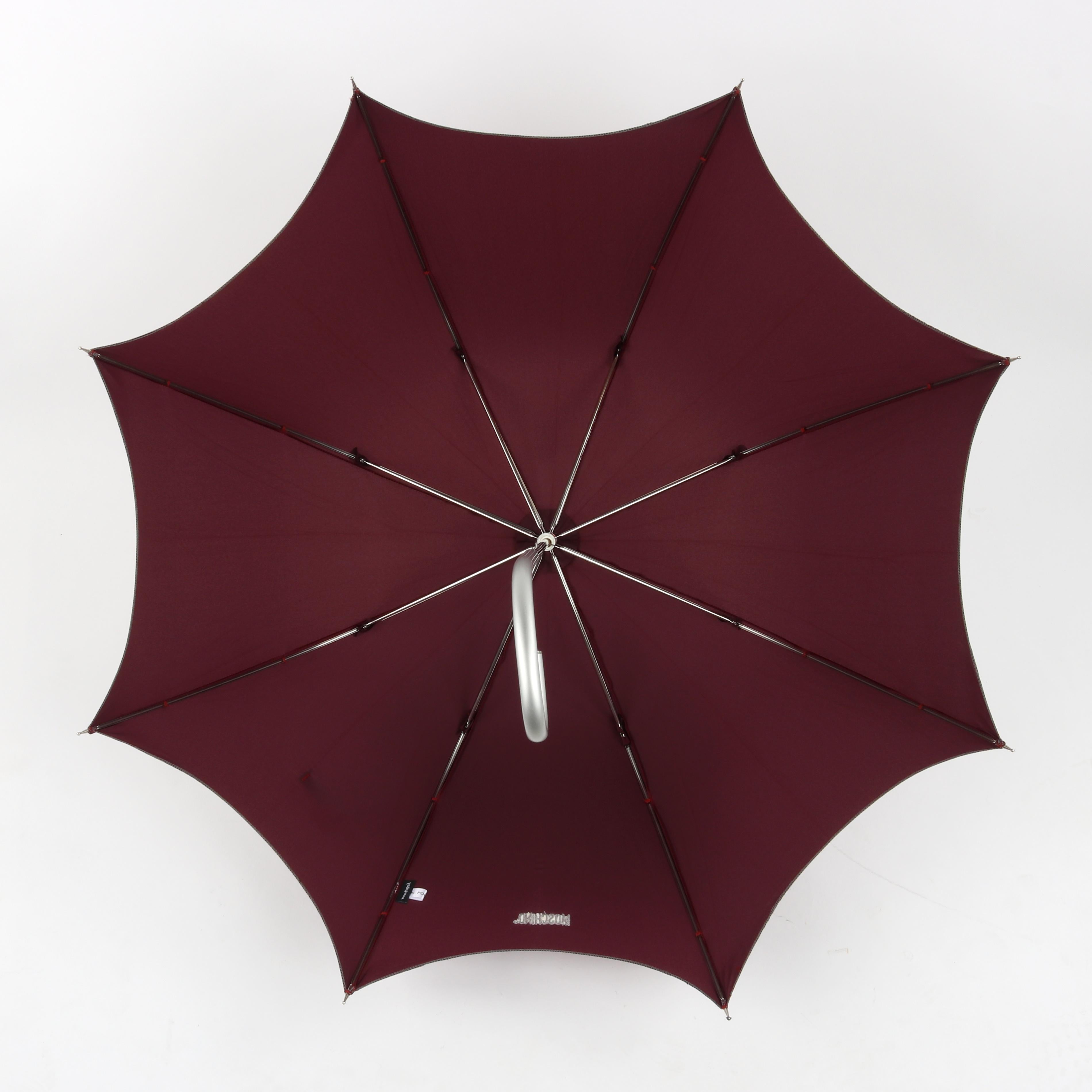 Women's or Men's MOSCHINO by DROPS Custom Made Burgundy Hook Handle Bubble Dome Parasol Umbrella For Sale