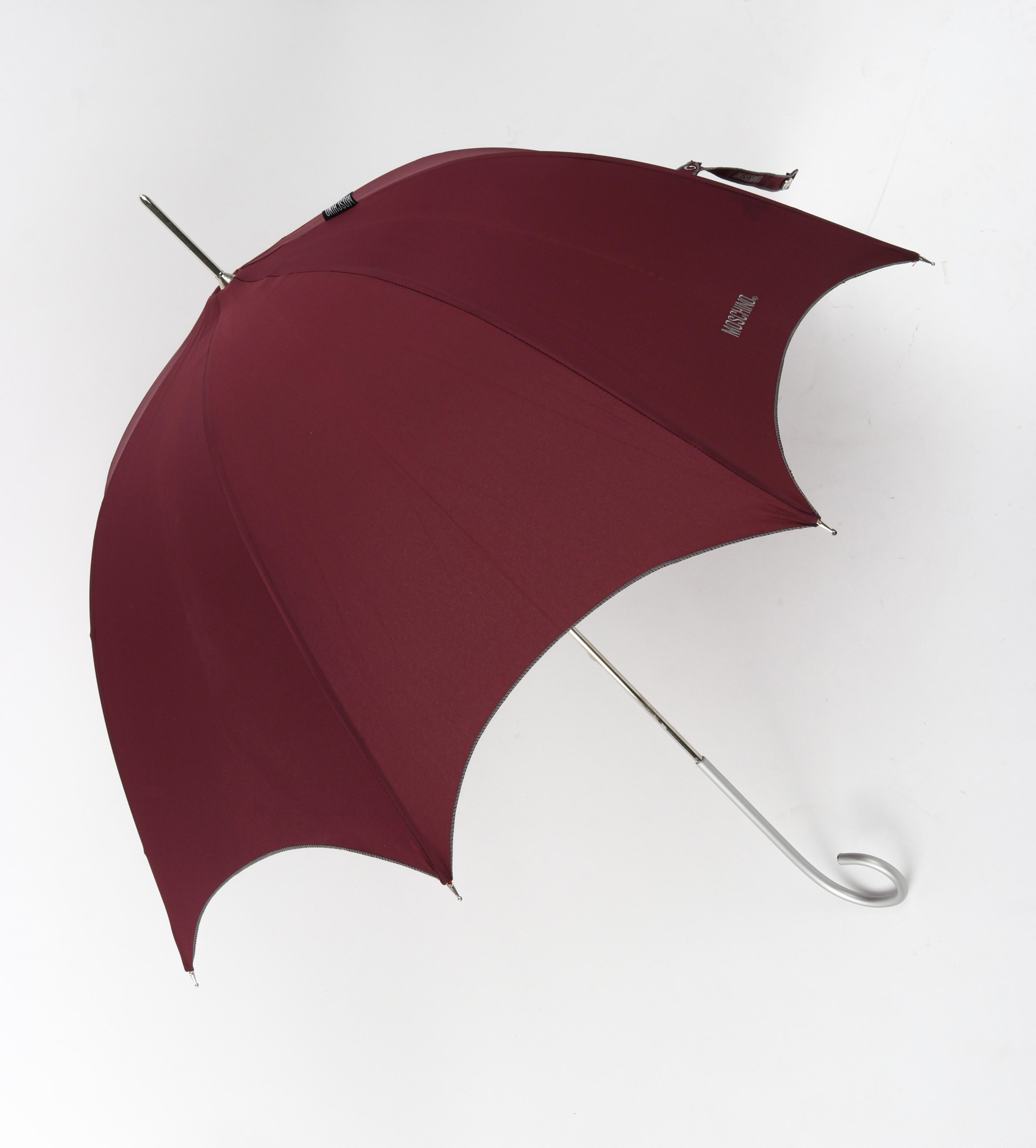 MOSCHINO by DROPS Custom Made Burgundy Hook Handle Bubble Dome Parasol Umbrella For Sale 1
