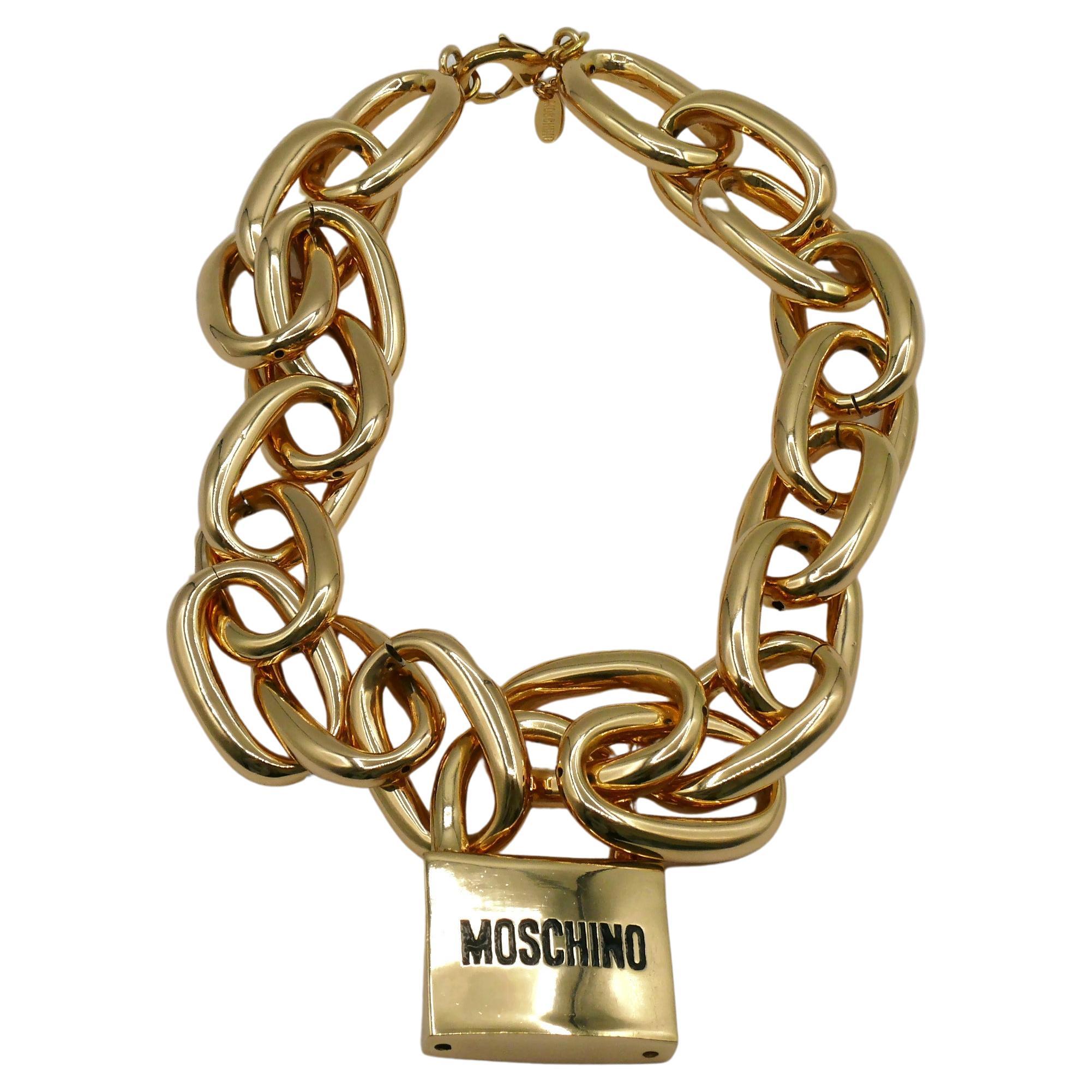 MOSCHINO by JEREMY SCOTT Chunky Packlock Pendant Necklace, Autumn/Winter 2014 For Sale