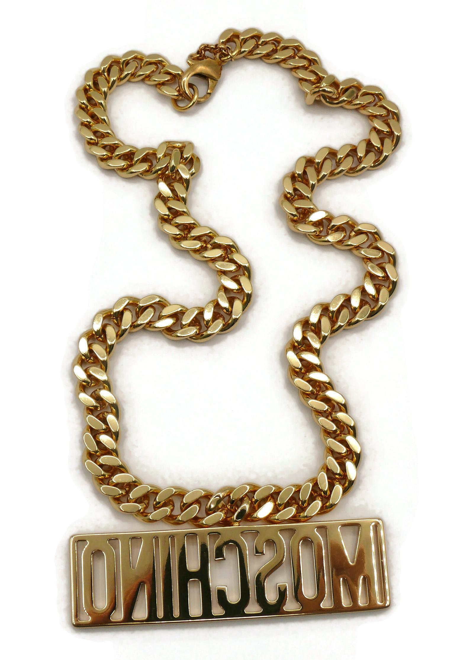 MOSCHINO by JEREMY SCOTT Rectangular Logo Pendant Necklace, Autumn/Winter 2014 For Sale 1