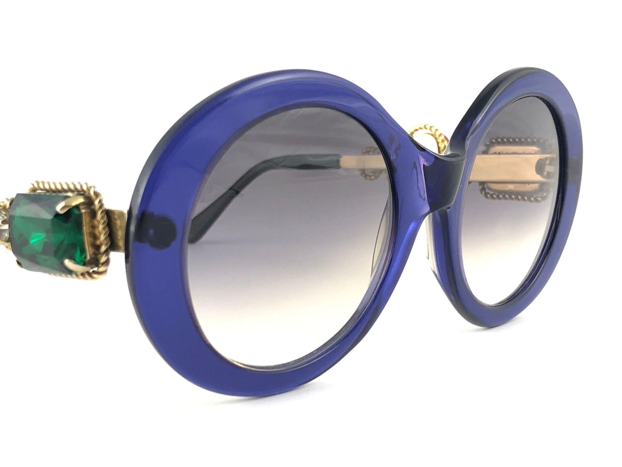 Moschino By Persol M253 Vintage Blue Jewelled Lady Gaga Sunglasses, 1990  For Sale 5