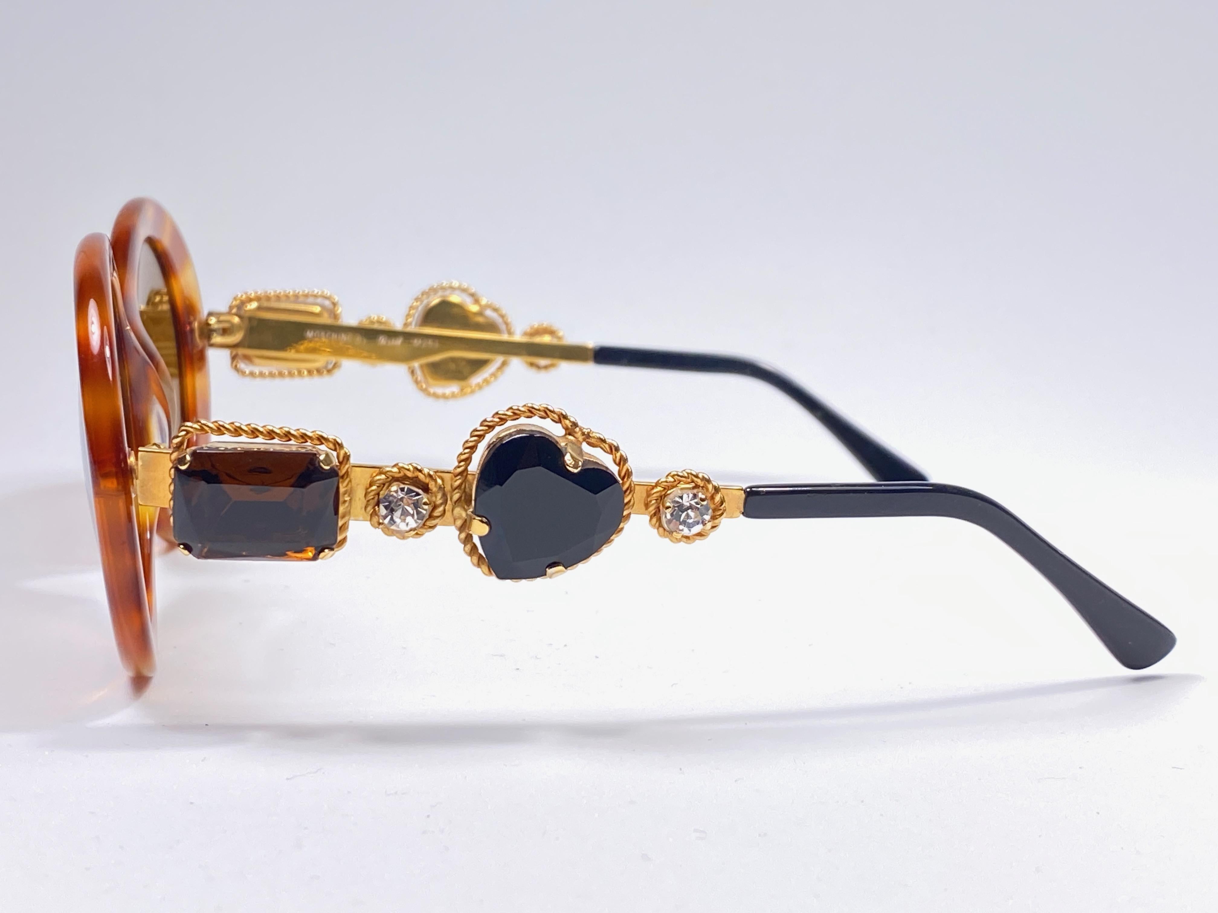 Moschino By Persol M253 Vintage Tortoise Jewelled Lady Gaga Sunglasses, 1990  In New Condition In Baleares, Baleares