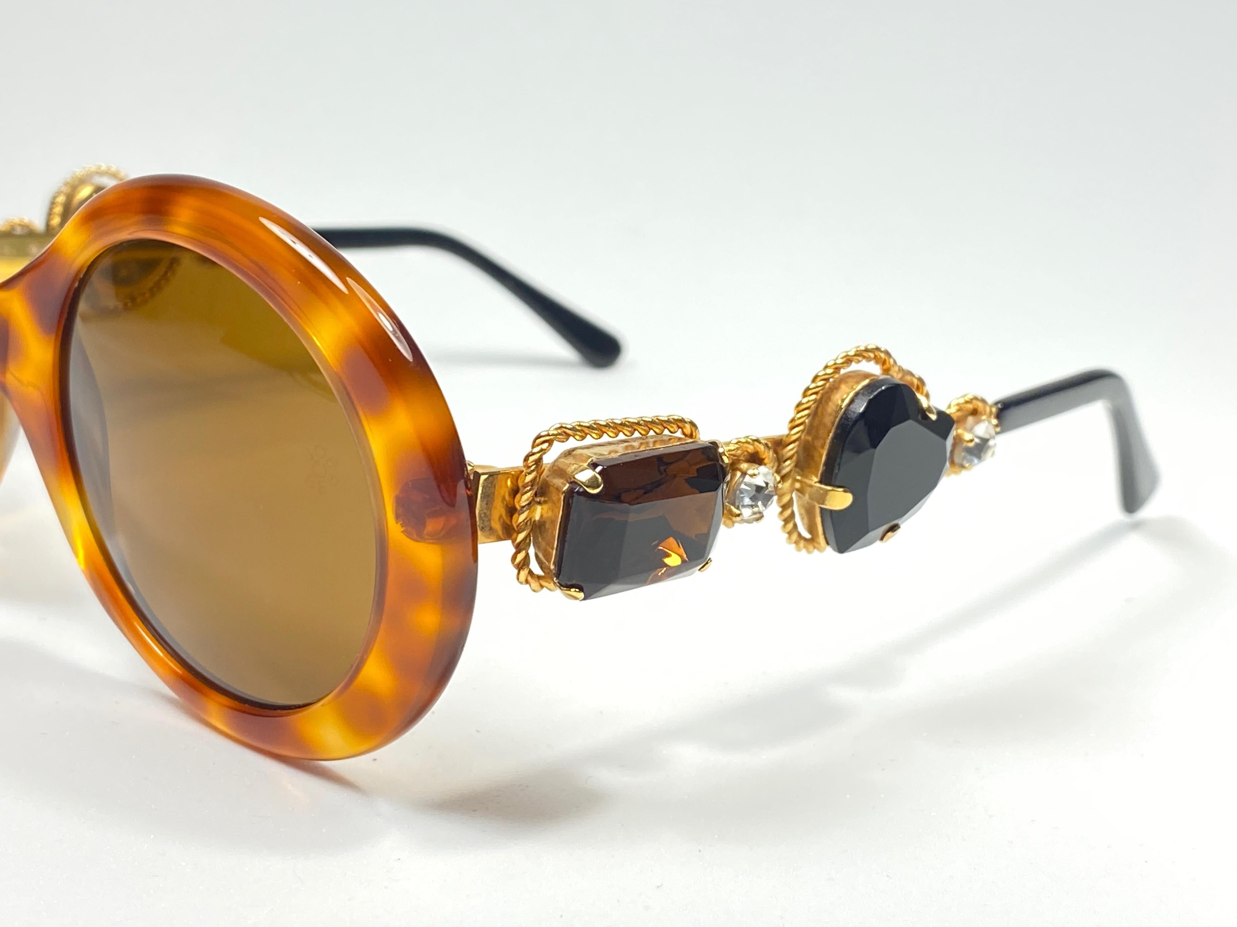 Women's or Men's Moschino By Persol M253 Vintage Tortoise Jewelled Lady Gaga Sunglasses, 1990 