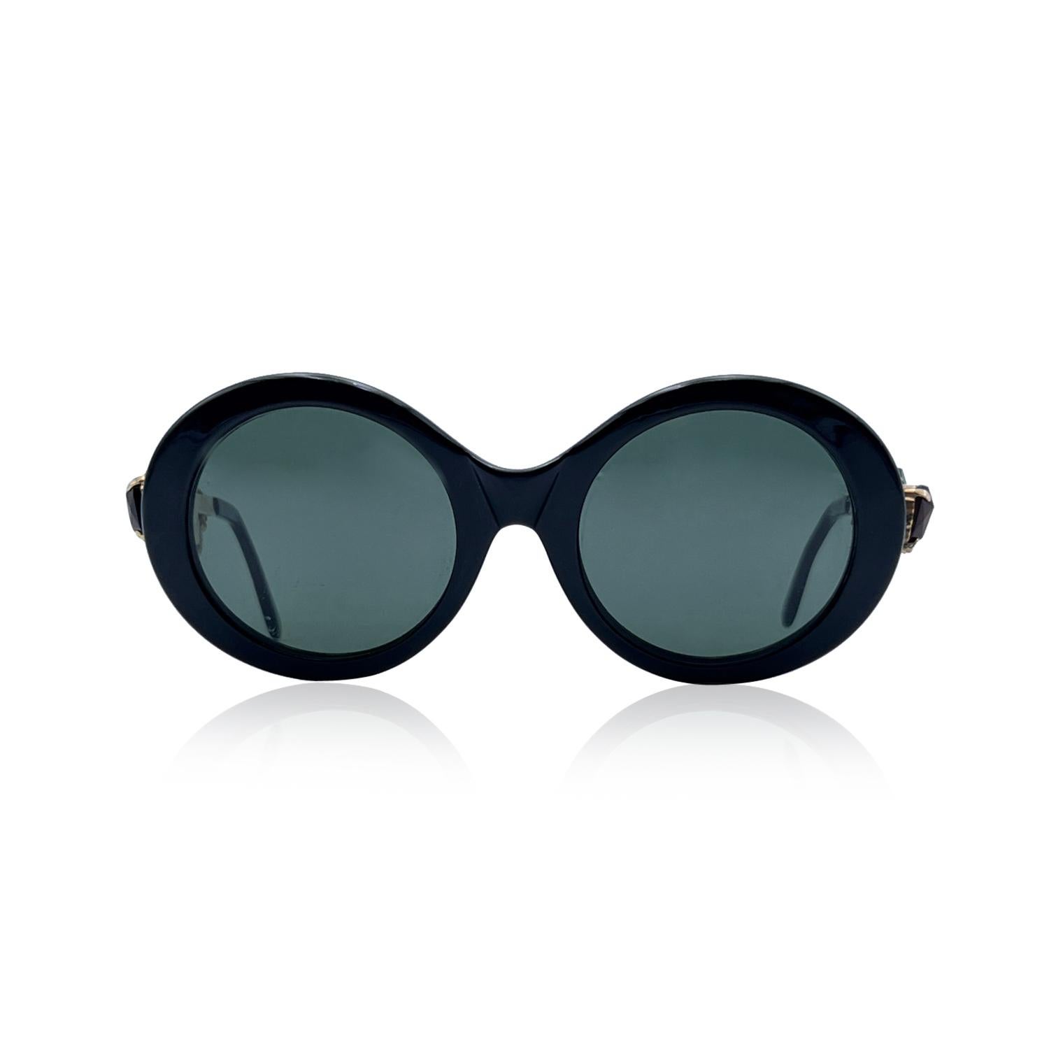 Moschino by Persol Vintage Black Round Jewels Sunglasses Mod M253 In Excellent Condition In Rome, Rome