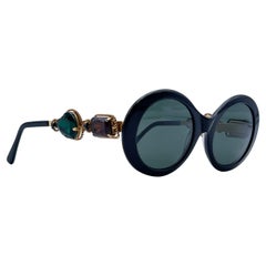 Moschino by Persol Vintage Black Round Jewels Sunglasses Mod M253