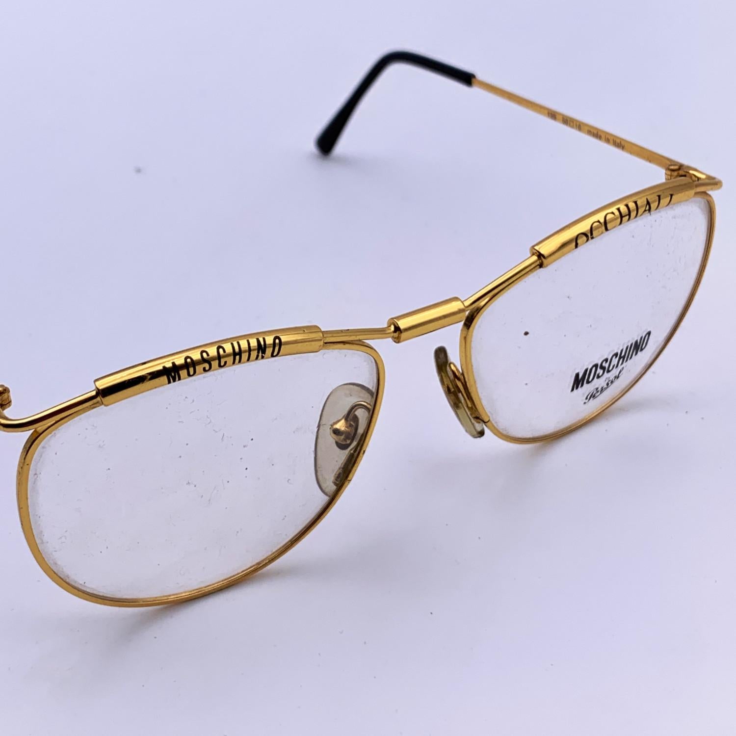 Moschino by Persol Vintage Gold Metal Eyeglasses mod. M18 56/18 135mm In Excellent Condition In Rome, Rome