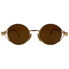 Moschino by Persol Used Gold Round Unisex Mint Sunglasses Mod MM264