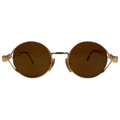 Moschino by Persol - Lunettes de soleil vintage unisexe dorées et rondes, couleur menthe, Mod MM264