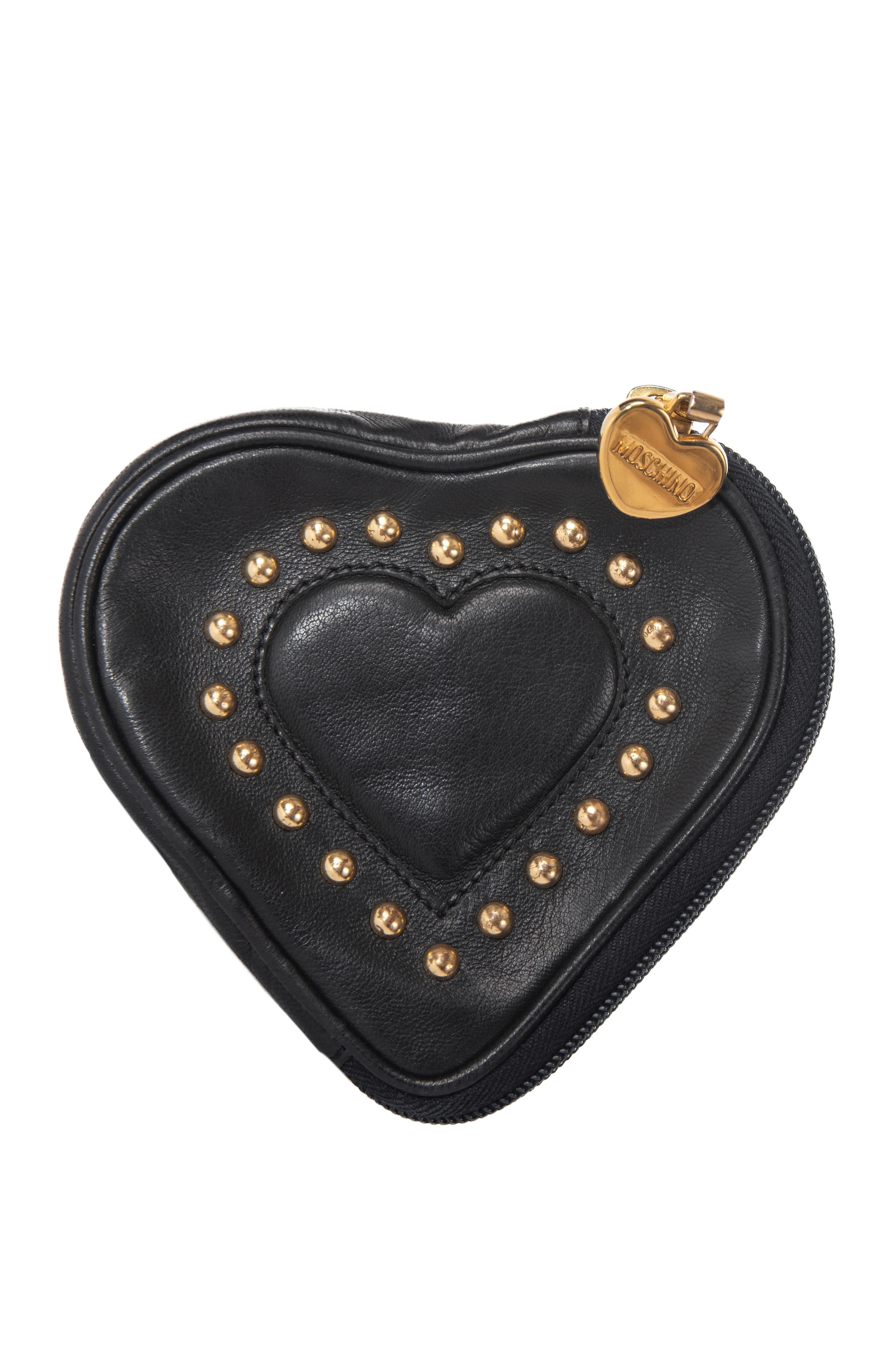 MOSCHINO by Redwall Black Red Heart-Appliqued & Studded Shoulder Bag, fin des années 1980 7