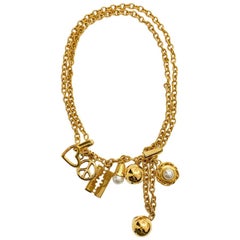 MOSCHINO par Redwall Chaîne collier, ceinture et breloques en métal doré