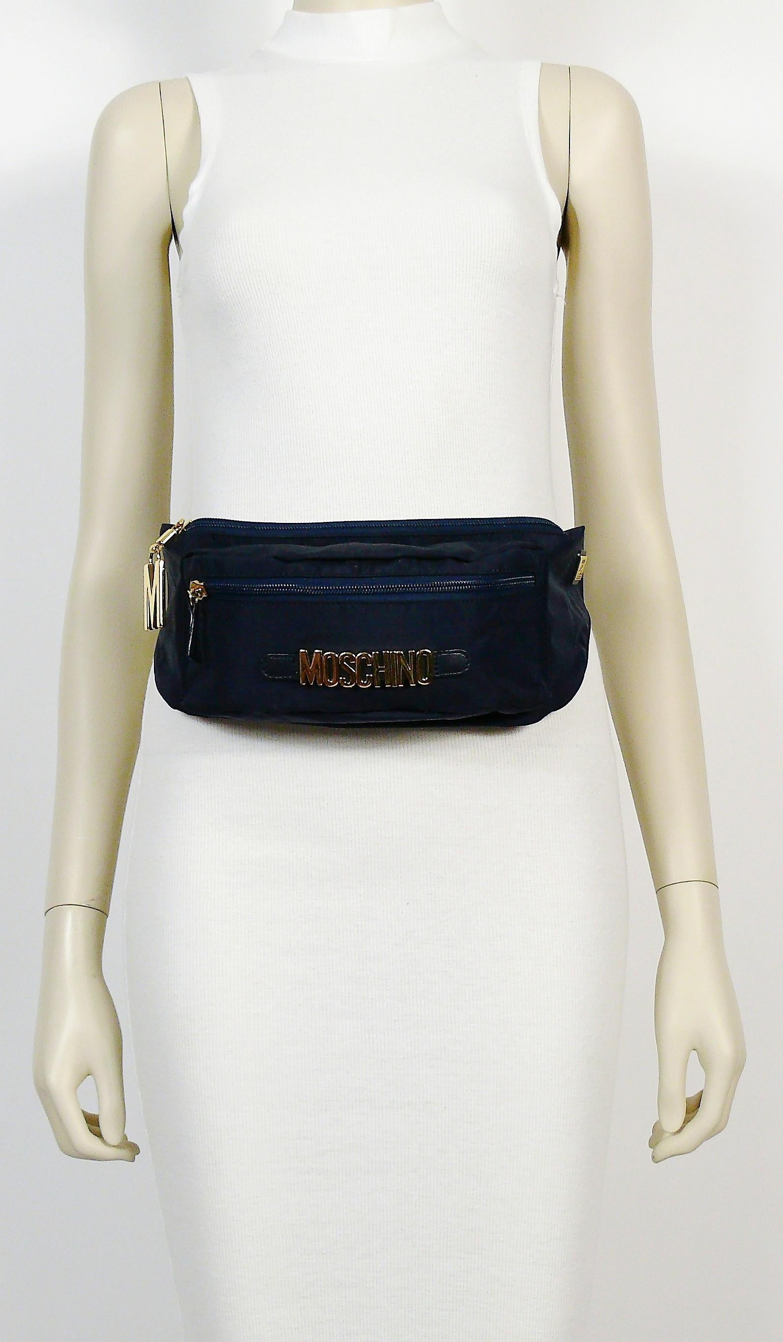 Black Moschino by Redwall Vintage Navy Blue Fanny Pack For Sale