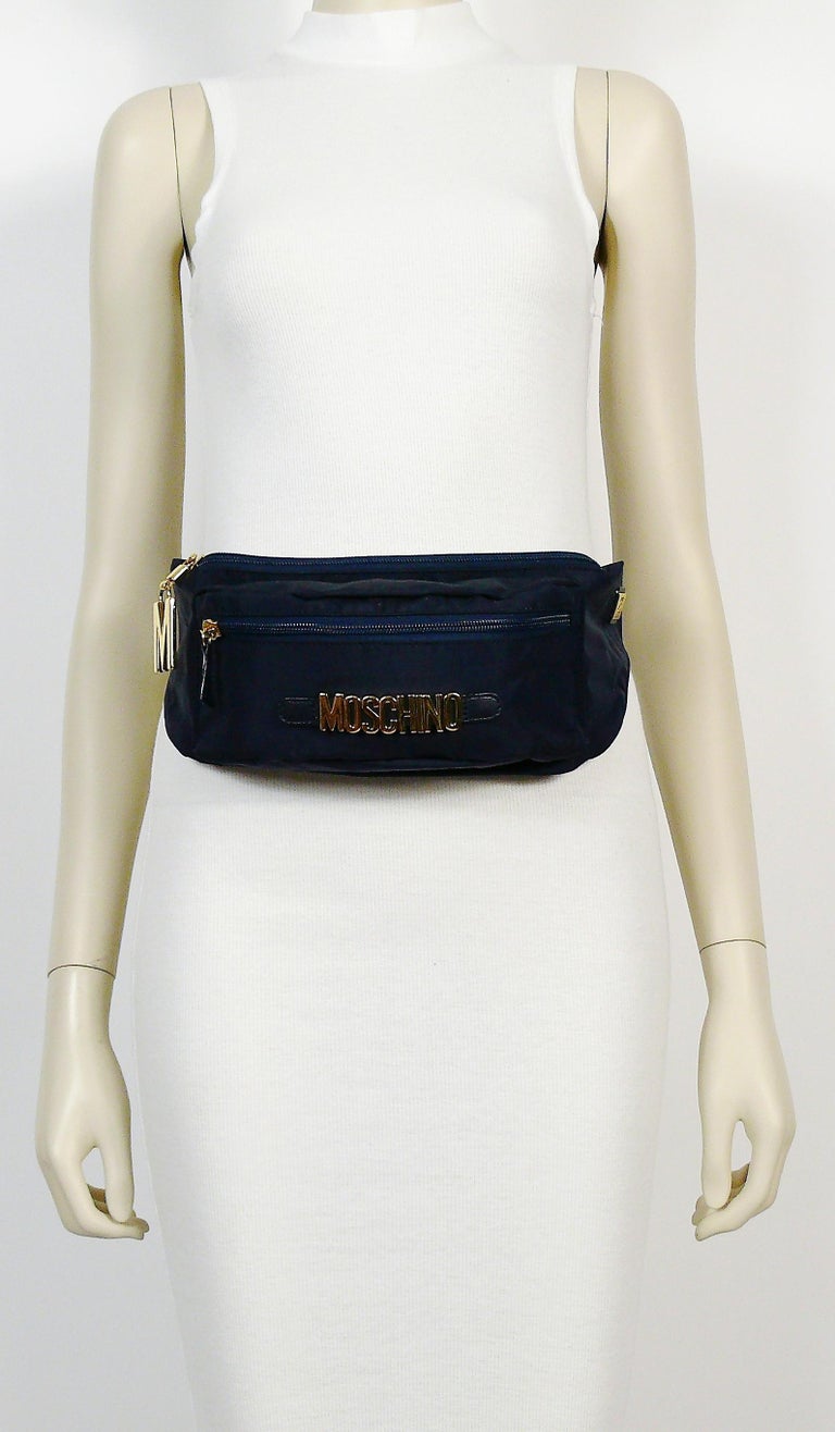 Moschino by Redwall Vintage Navy Blue Fanny Pack For Sale 1