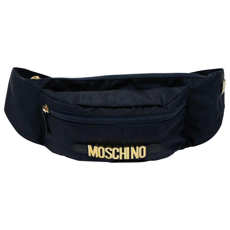 Moschino by Redwall Vintage Navy Blue Fanny Pack For Sale