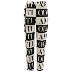 MOSCHINO c. 1990's Cheap & Chic “Ti Amo Ti Odio” Black Cream Print Trouser Pants