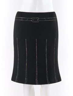 MOSCHINO ca. 1990er Trompe L'oeil Etuirock mit schwarzem Metallic-Gürtel und Faltendruck