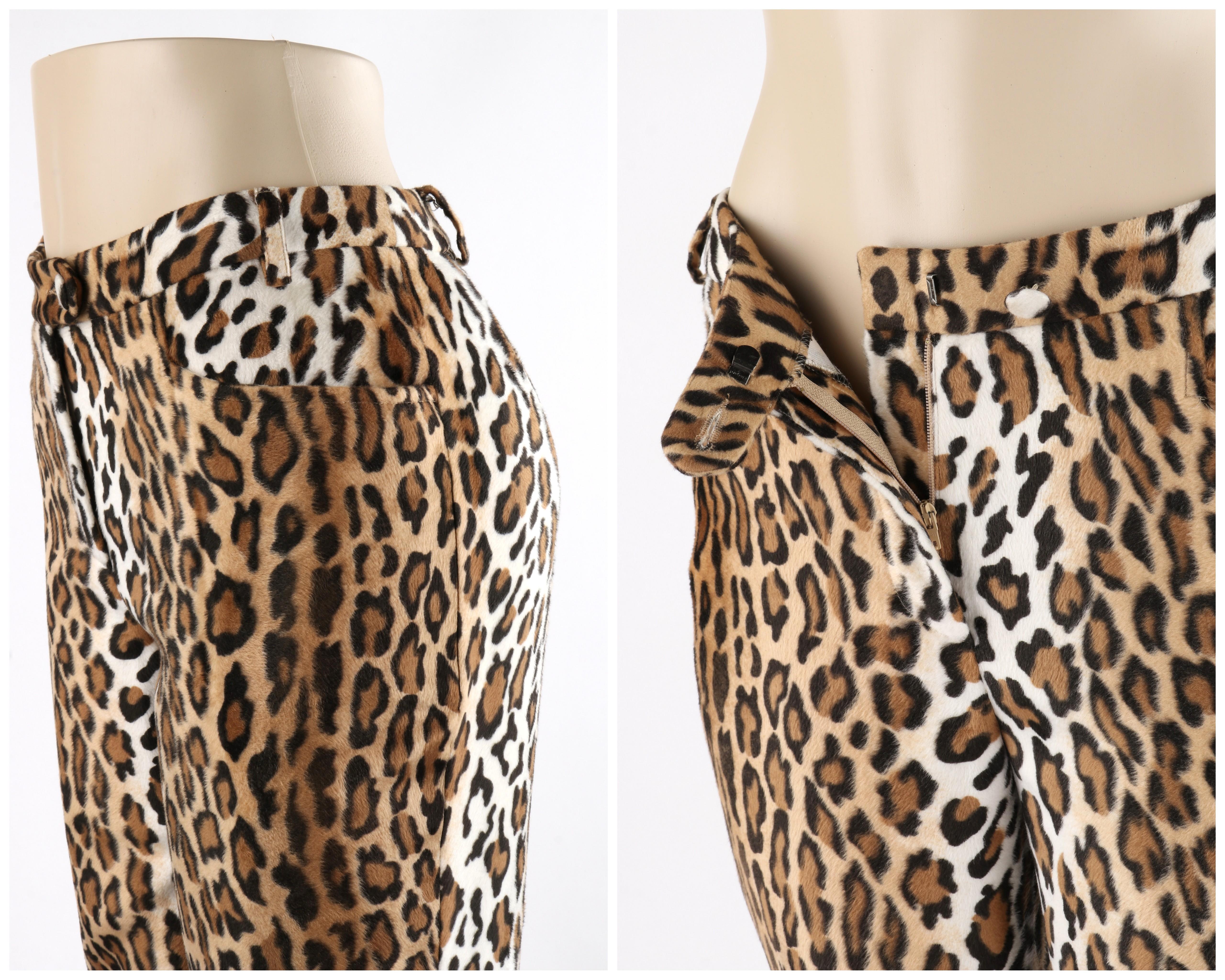 MOSCHINO c.1990’s Cheap & Chic Brown Black Leopard Print Faux Fur Trouser Pants In Good Condition In Thiensville, WI