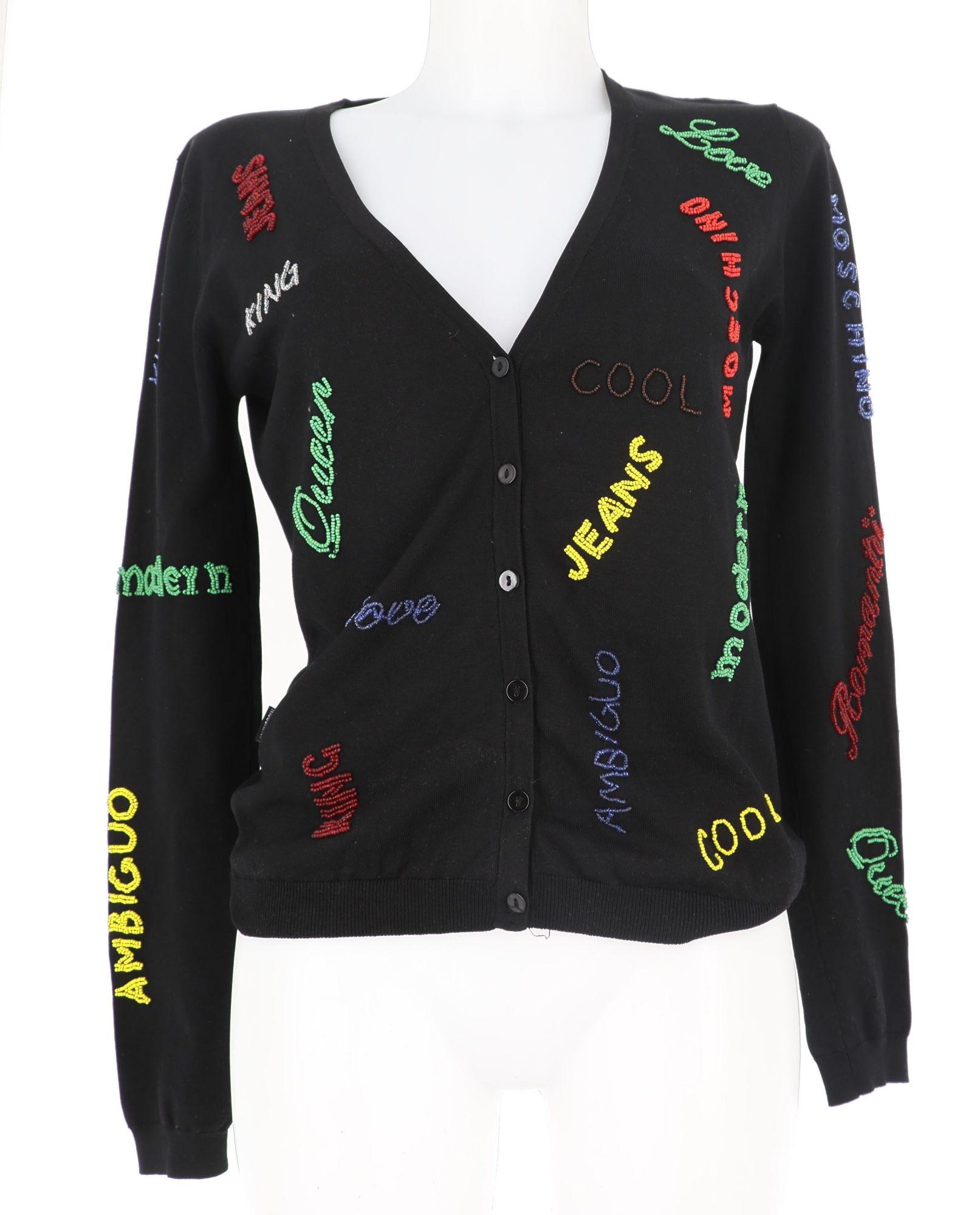 Moschino Cardigan in Black In Good Condition In PARIS, FR