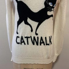 Moschino Catwalk Ivory Cashmere Sweater Black Cat