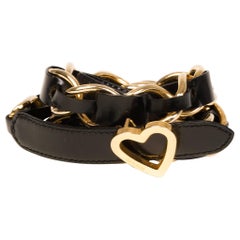 Moschino Chain & Leather Heart Braided Belt (Size 33in)