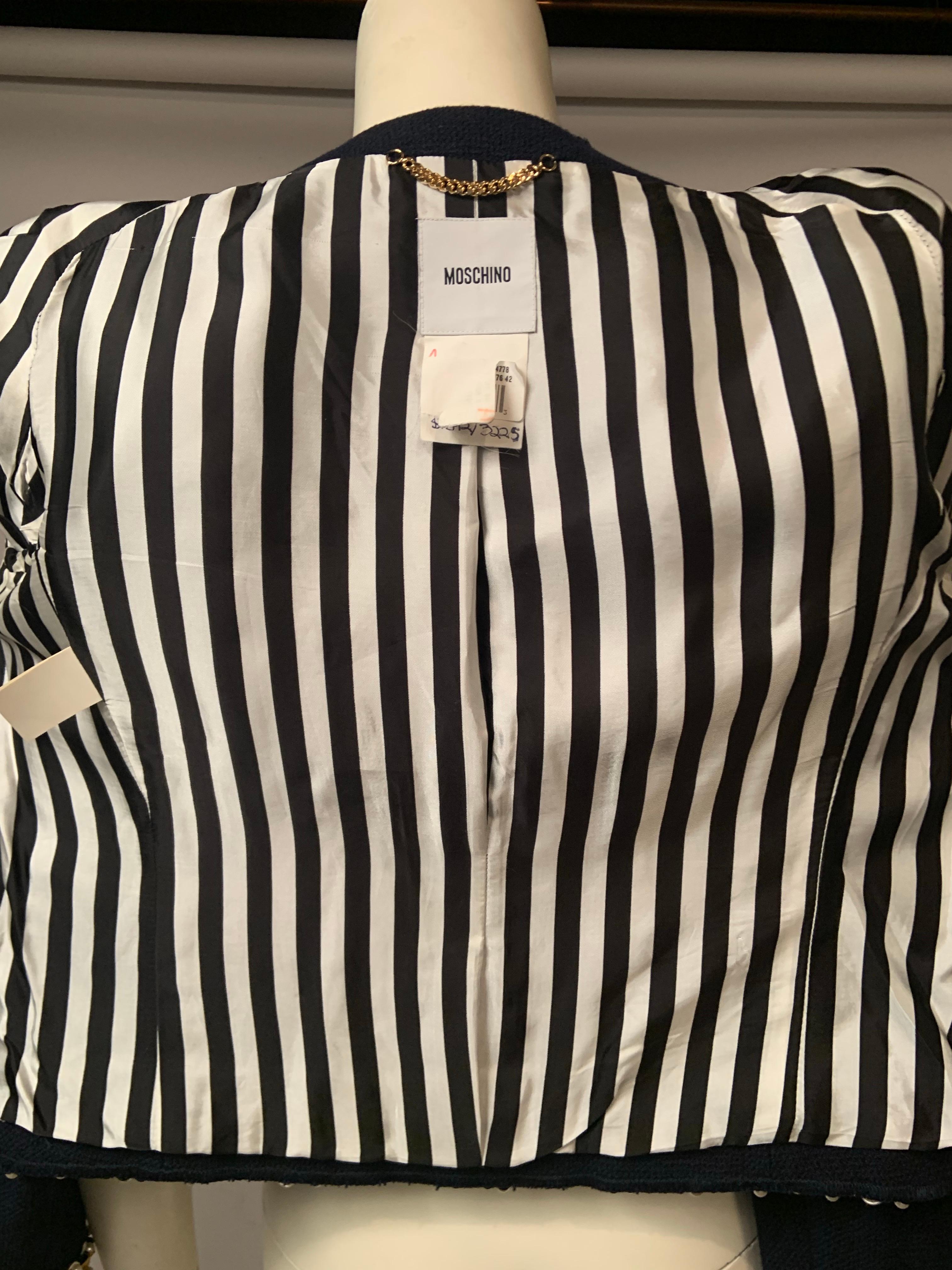 Moschino Chanel Style Jacke mit Perlen, Fingerhüten und Maßbandbesatz im Angebot 7