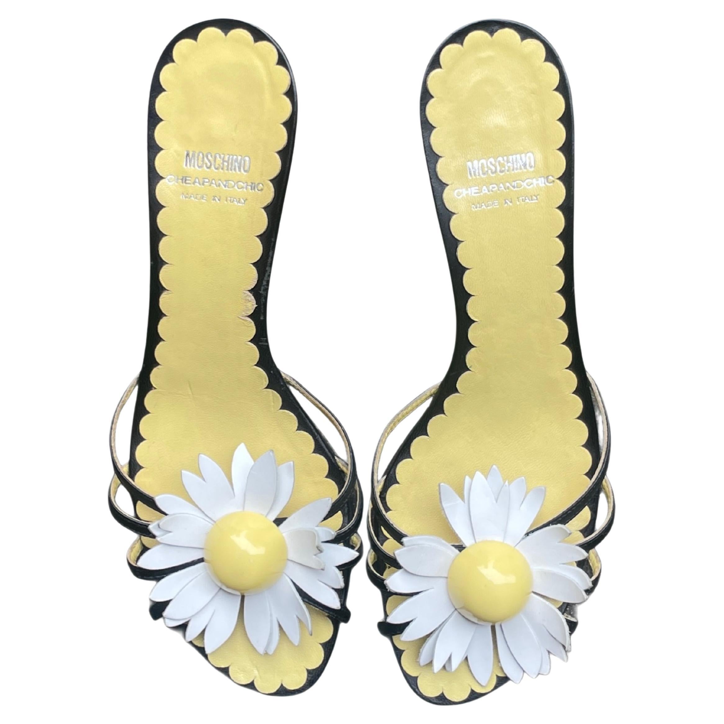 Moschino Cheap and Chic 2000s Yellow Daisy Heels