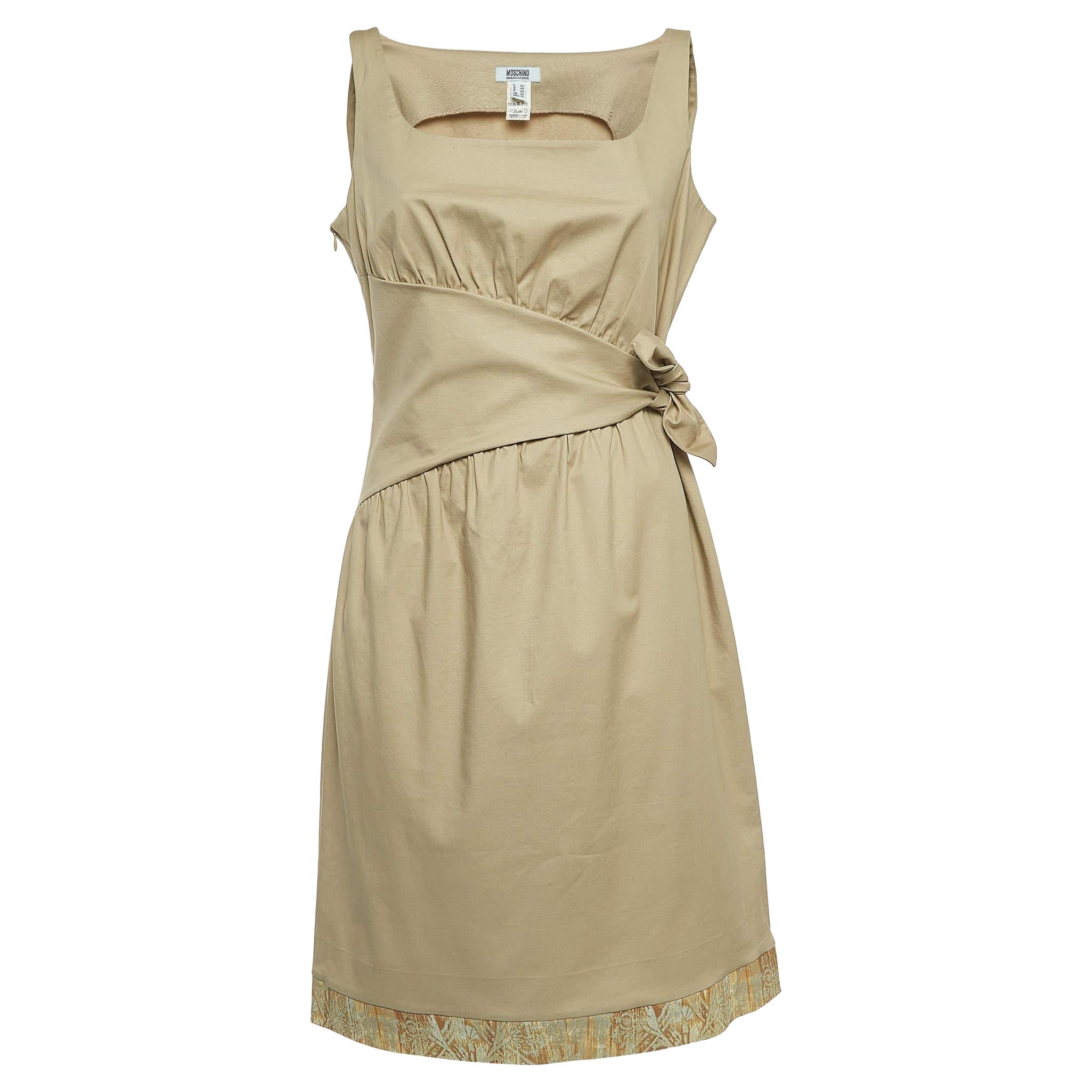 Moschino Cheap and Chic Beige Baumwollmischung Tie-Up Detail Minikleid M