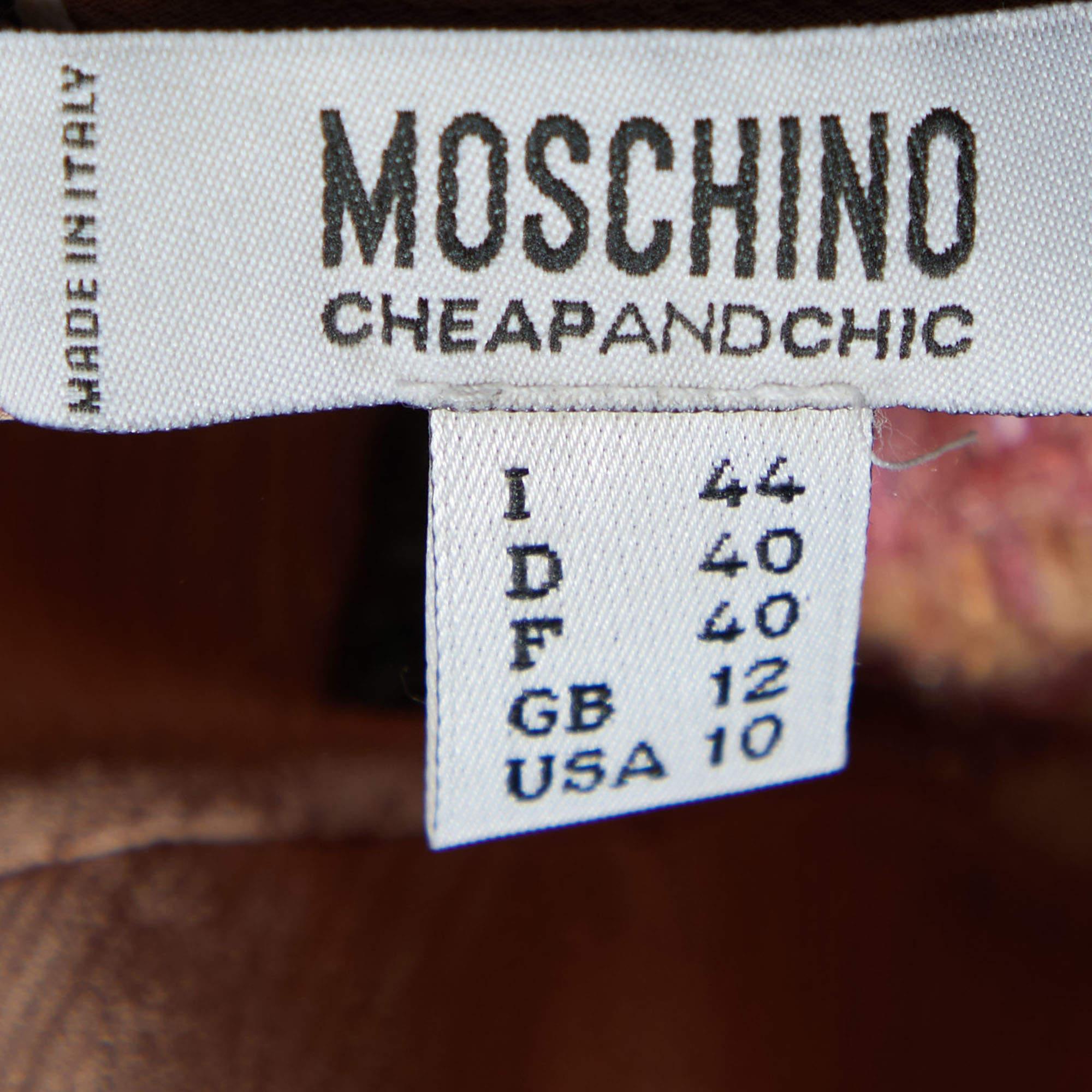 Women's Moschino Cheap and Chic Beige Light pink Embellished Silk Chiffon Top M