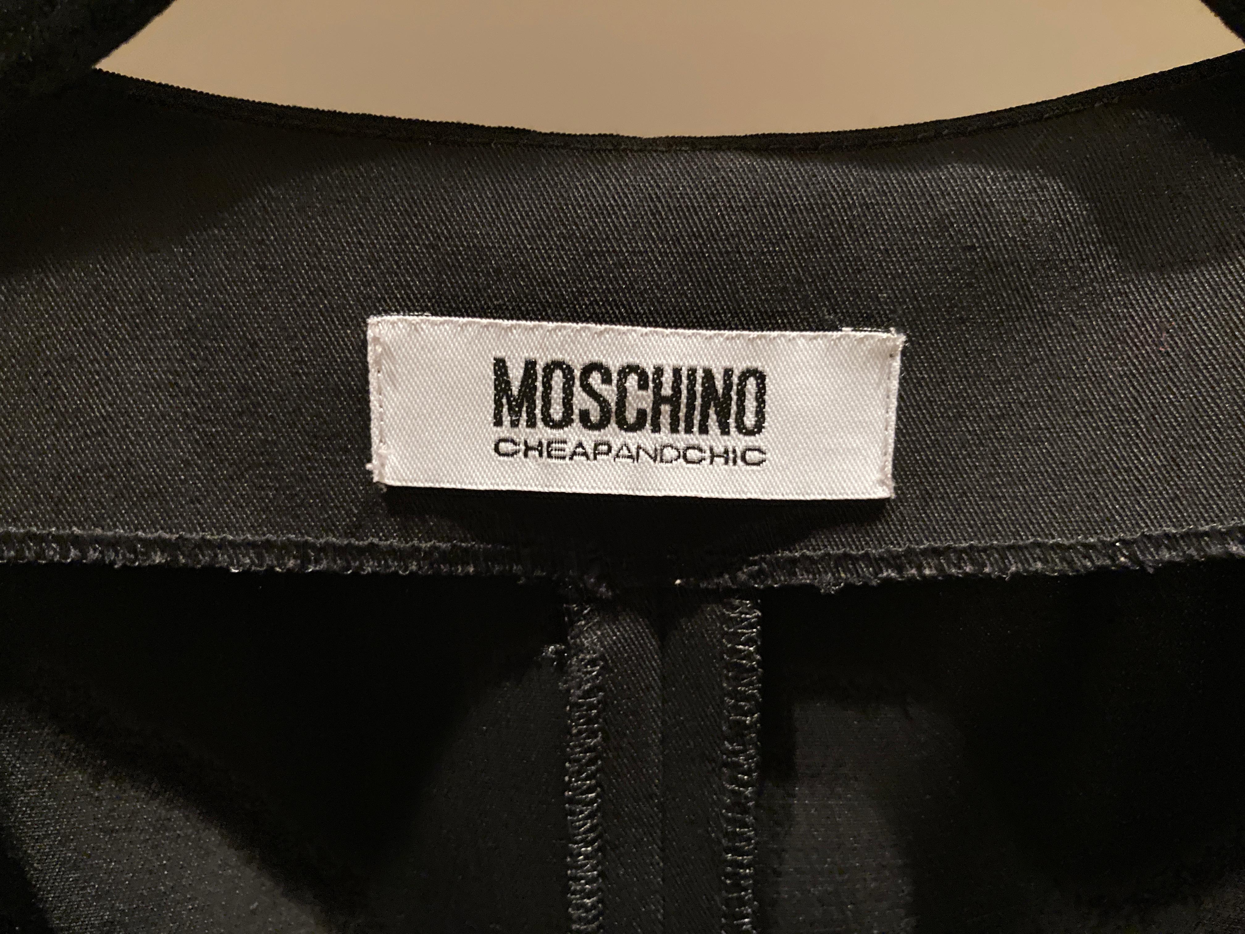 Moschino Black Cocktail Mini Dress with Front Bow For Sale 9
