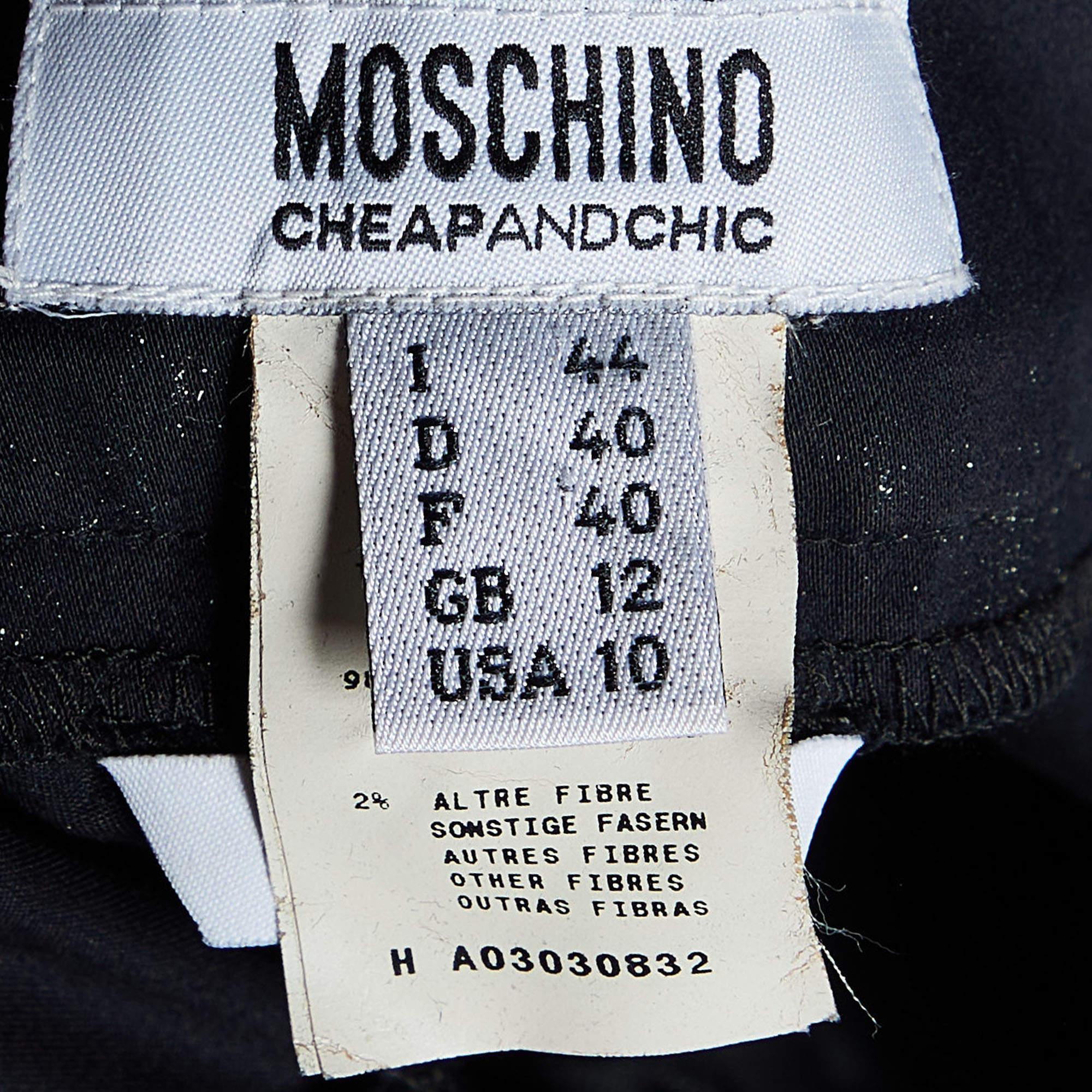 Moschino Cheap and Chic Pantalon tailleur en coton noir M. Excellent état - En vente à Dubai, Al Qouz 2