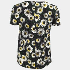 Moschino Cheap and Chic Black Floral Printed Crepe Top S