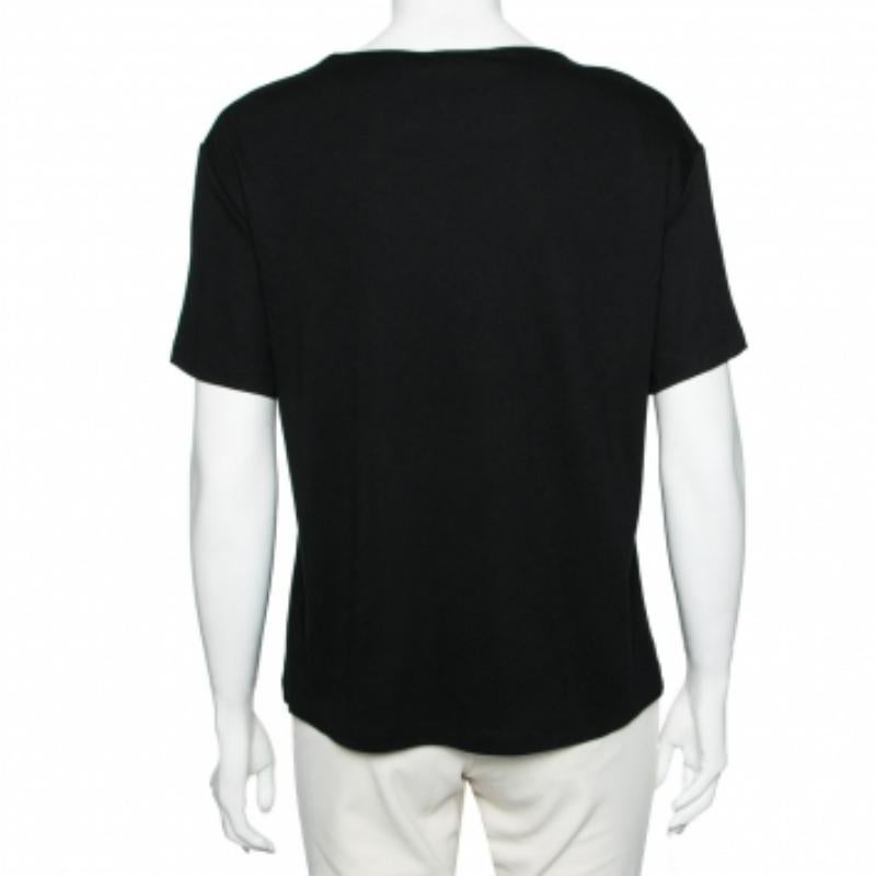Moschino Cheap and Chic Camiseta negra con apliques de máquina de coser S Beige en venta