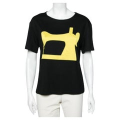 Moschino Cheap and Chic Black Jersey Sewing Machine Appliqued T-Shirt S