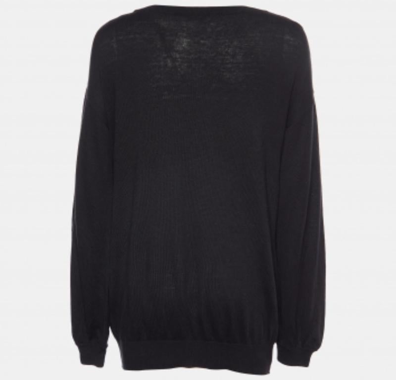 Nero Moschino Cheap and Chic Maglione con tasca a balze in maglia nera L.L.A. in vendita