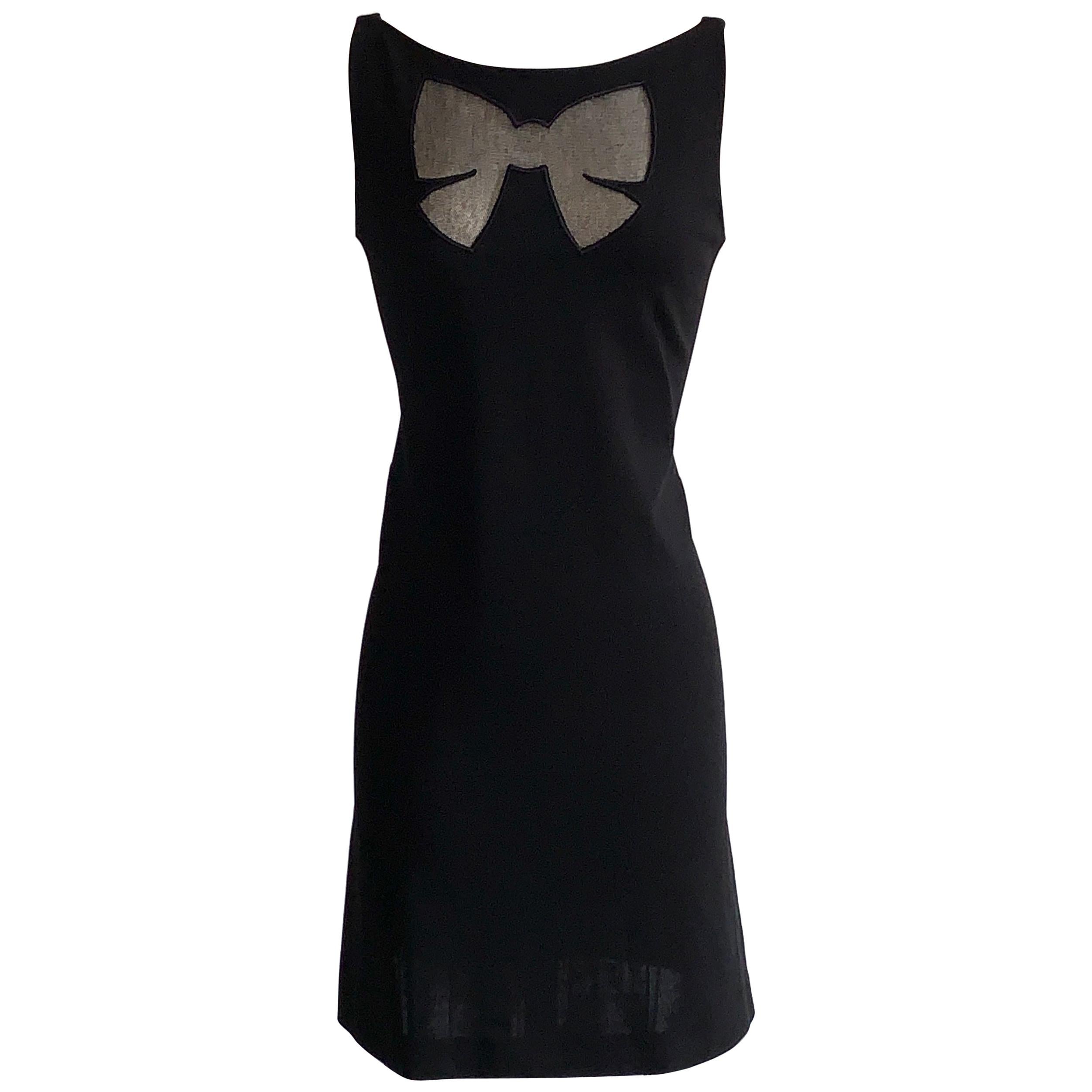 Moschino Cheap and Chic Black Mesh Bow Knit Dress For Sale